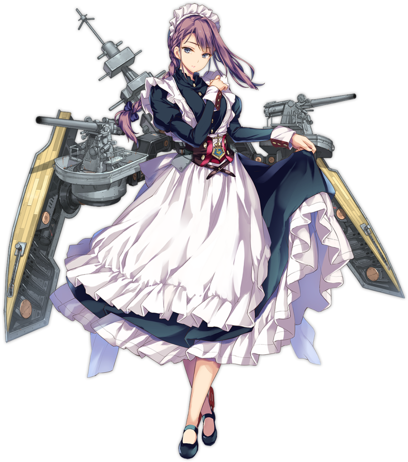 1girl Apron Azur Lane Bangs Black Footwear Blue Eyes - Hms Curlew Azur Lane (850x963), Png Download