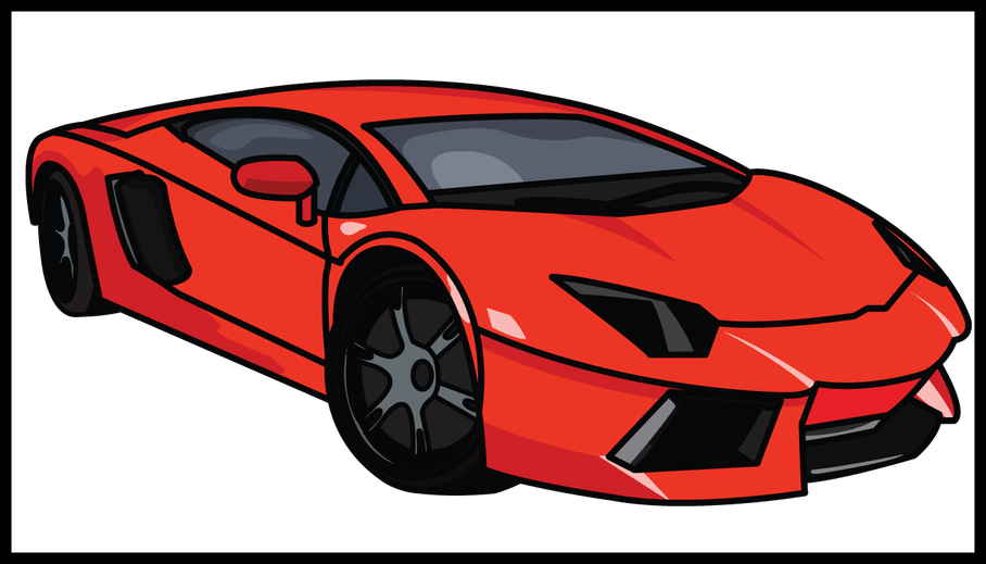 Lamborghini Aventador Clipart Fast Car - Lamborghini Car Cartoon (908x519), Png Download