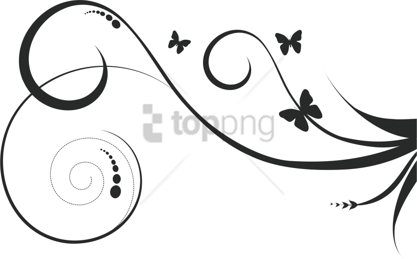 Free Png Abstract Lines Black And White Png Png Image - Flower Abstract Black Png (850x527), Png Download