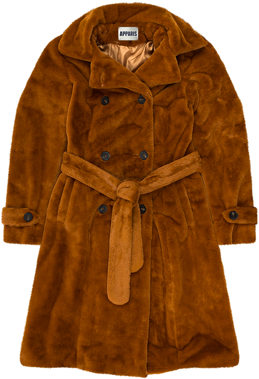 Nicole Chestnut Faux Fur Trench Coat - Overcoat (893x894), Png Download