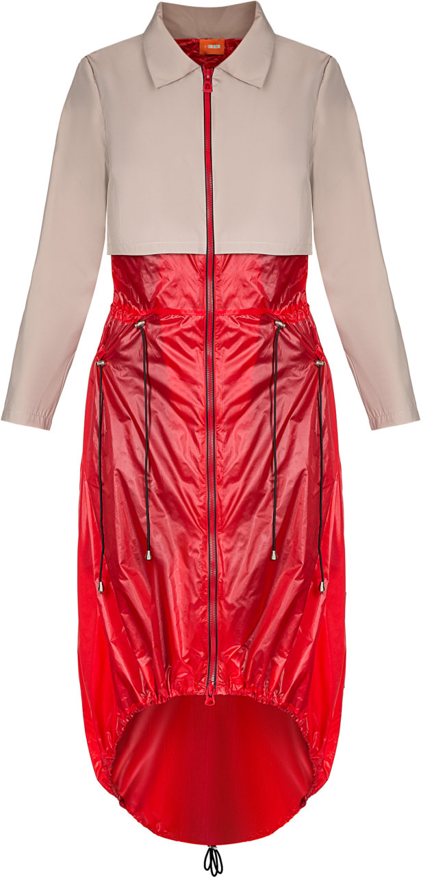 Technical Trench Coat Red - Satin (615x1280), Png Download