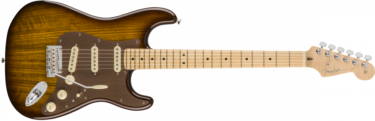 Fender Limited Edition Shedua Top Stratocaster - Fender Sunburst Stratocaster Maple Neck (1224x1224), Png Download