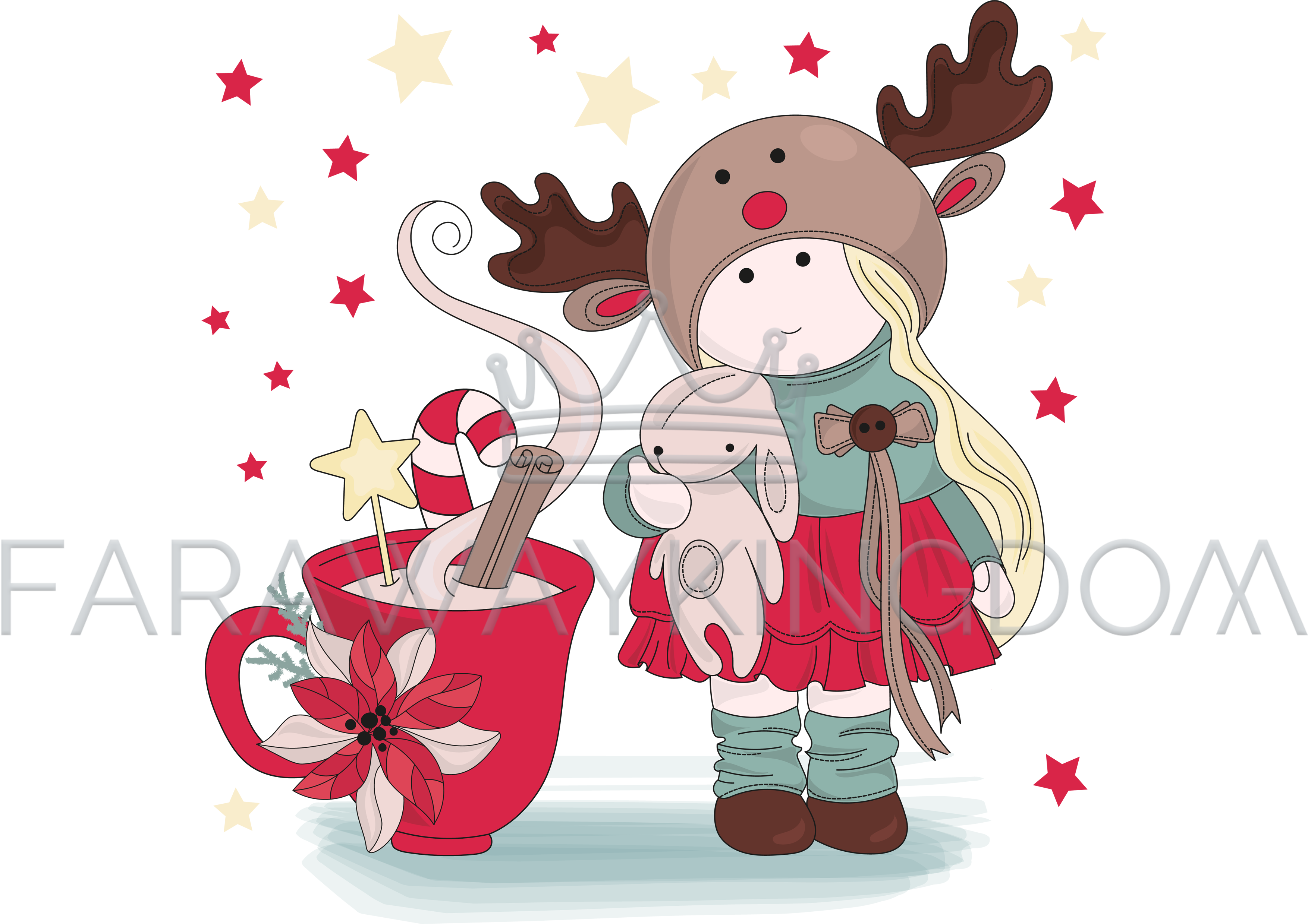 Girl Congratulation Tilda Doll New Year Vector Illustration - Vector Graphics (3508x2480), Png Download