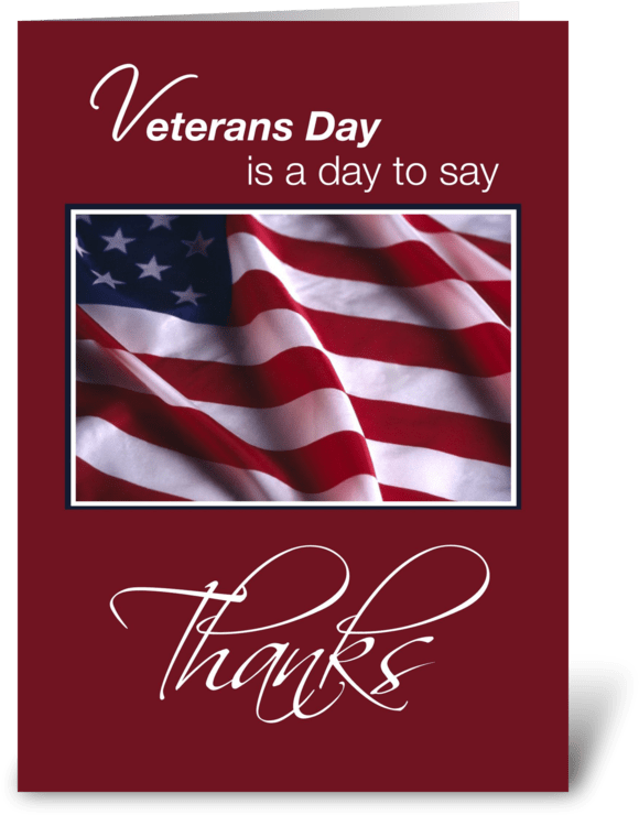 Veterans Day Thanks With American Flag Greeting Card - Veterans Day (700x792), Png Download