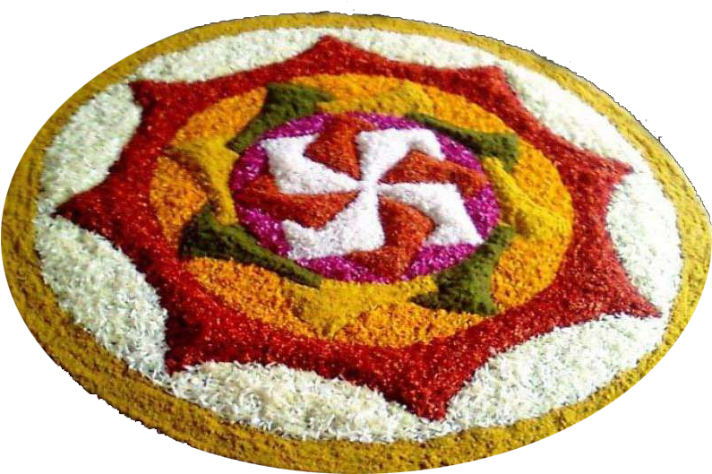 Rangoli Design From Flowers (835x547), Png Download