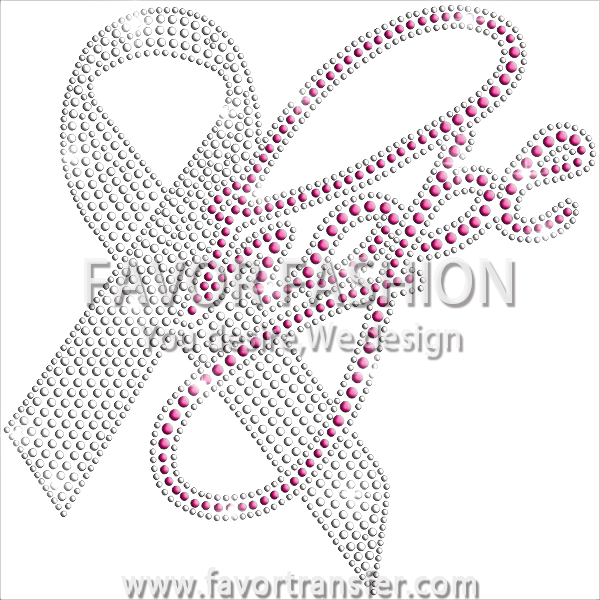 Hope Pink Ribbon Breast Cancer Awareness Rhinestone (600x600), Png Download