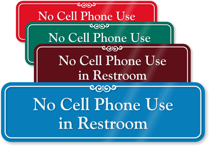 No Cellphone Use In Restroom Showcase Wall Sign, Sku - No Chewing Gum In Church (800x570), Png Download