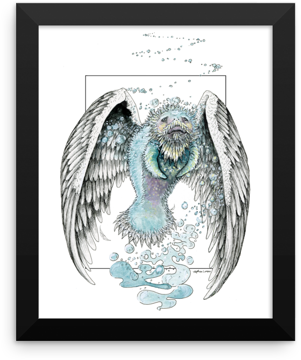 Water Bending, Flying, Manatee Angel Fine Art Print - Illustration (1000x1000), Png Download