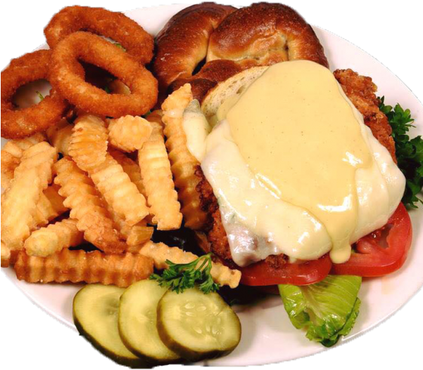 Carnival Chicken Sandwich - Onion Ring (600x600), Png Download