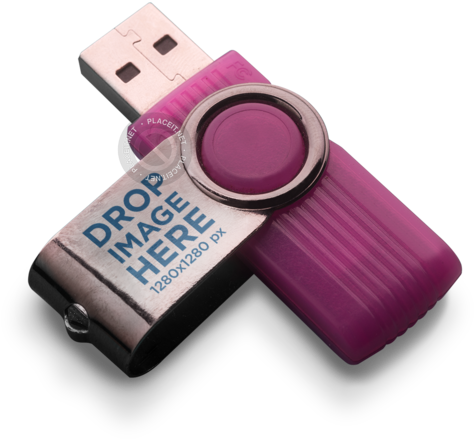Purple Usb Flash Drive Mockup Lying On A Transparent - Usb Png Mockup (640x480), Png Download