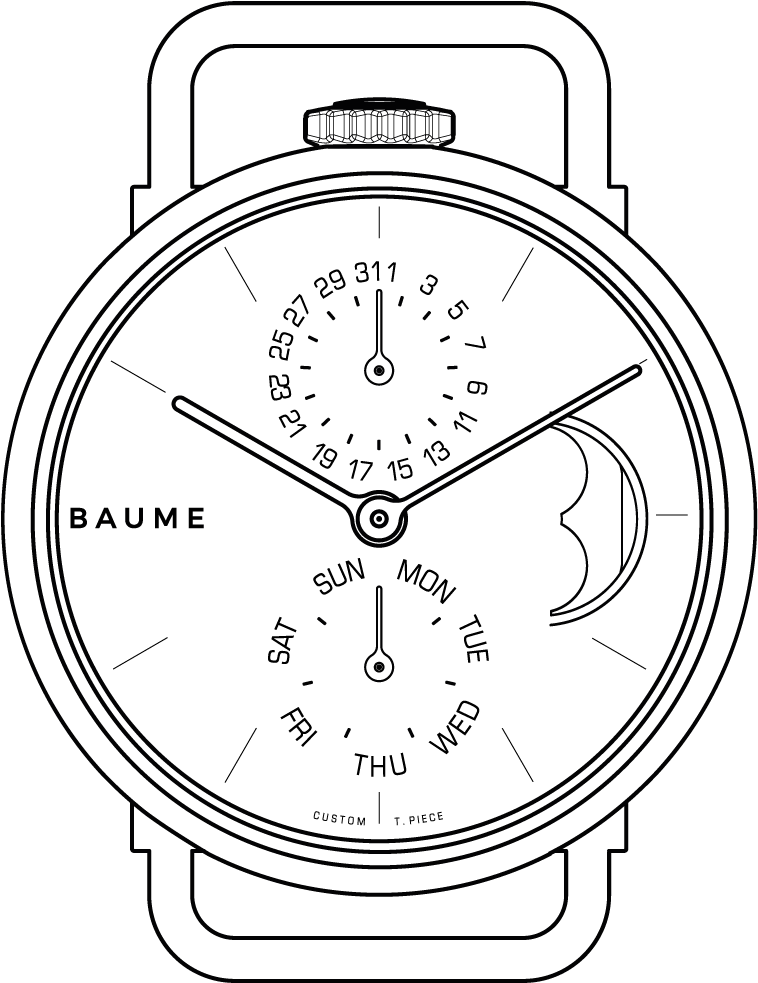 Custom Timepiece 35mm Moonphase - Line Art (1002x2000), Png Download