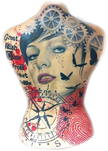 Pi3bcy0 - Milla Jovovich Tattoo (500x678), Png Download