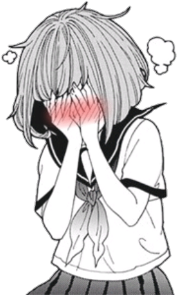 #manga #sticker #animegirl♡ #blushing #schoolgirl #kawaii - Anime Girl Blushing Png (1024x1015), Png Download