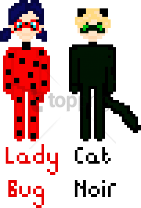 Free Png Download Lady Bug And Cat Noir From Miraculous - Lady Bug Pixel Art (480x706), Png Download