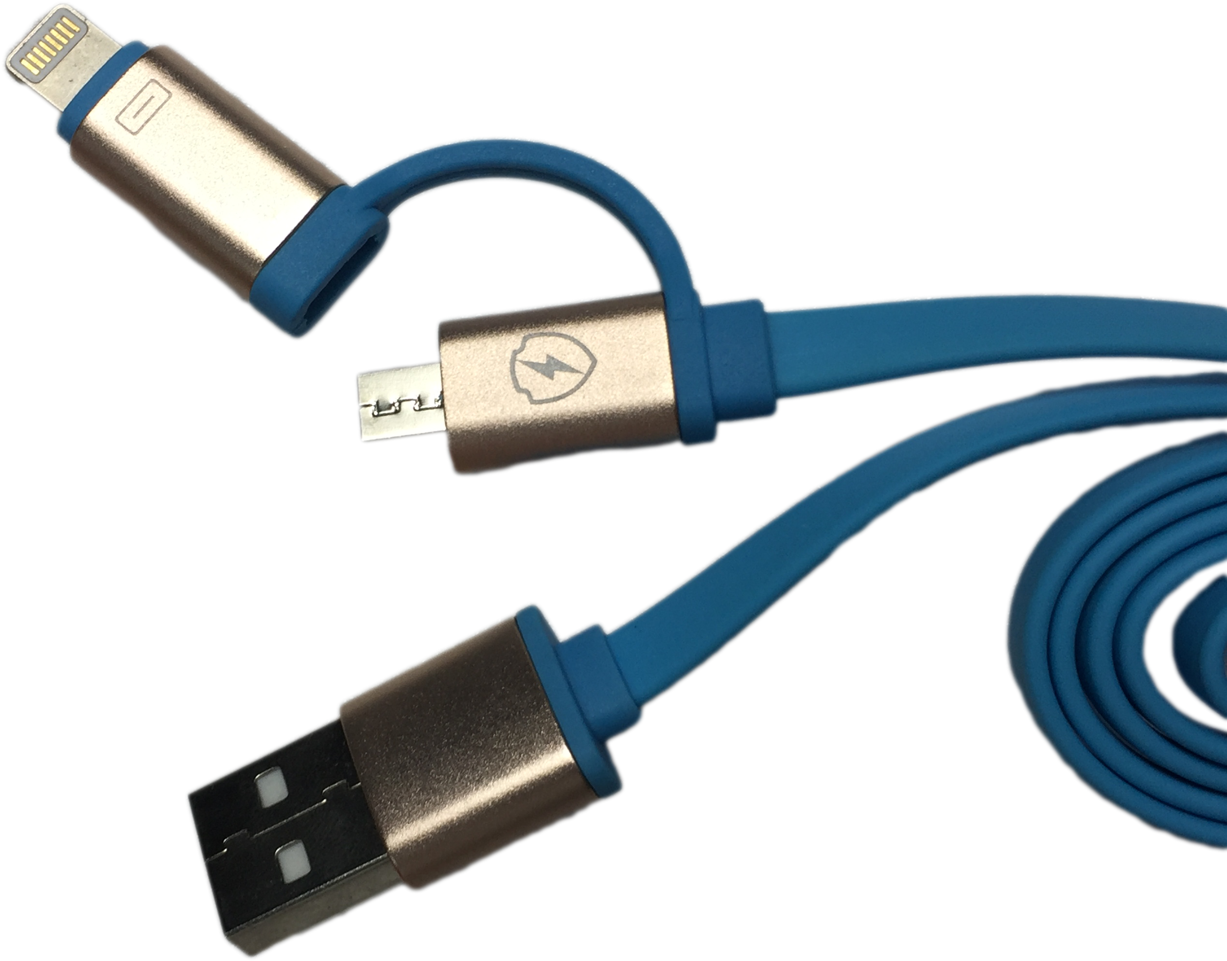 2 In 1 Usb Charging Cable Dual Android And Iphone Plug - Usb Cable (2661x2140), Png Download