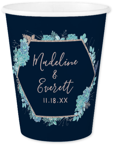 Blue & Aqua Watercolor Succulents Rose Gold Foil Frame - Gold (401x545), Png Download