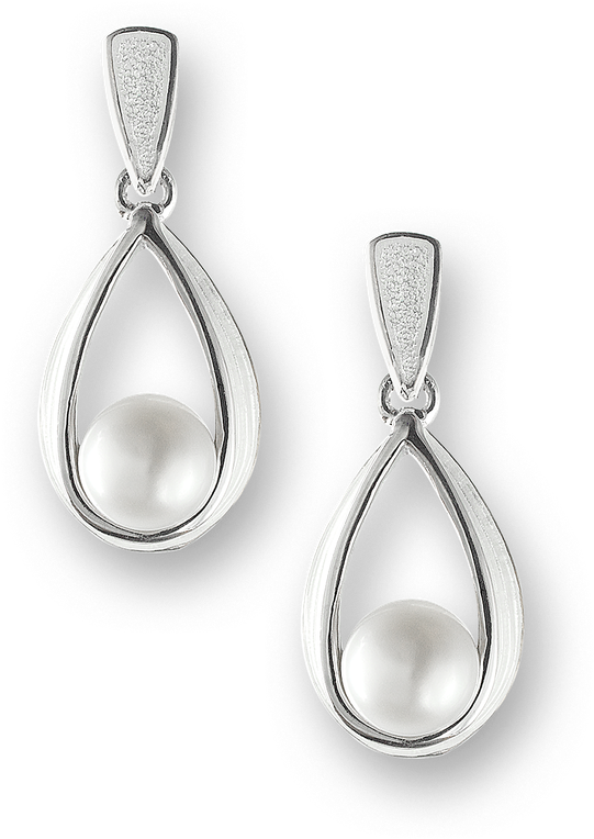 Nicole Barr Designs Sterling Silver Ribbon Stud Earrings-white - Earring (800x800), Png Download