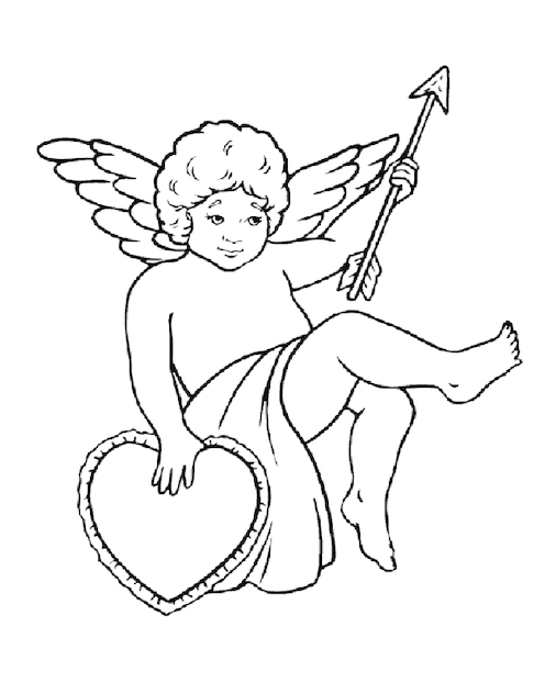 Small Cupid With Heart Scroll Saw Pattern - Greek God Eros Drawing (1100x733), Png Download