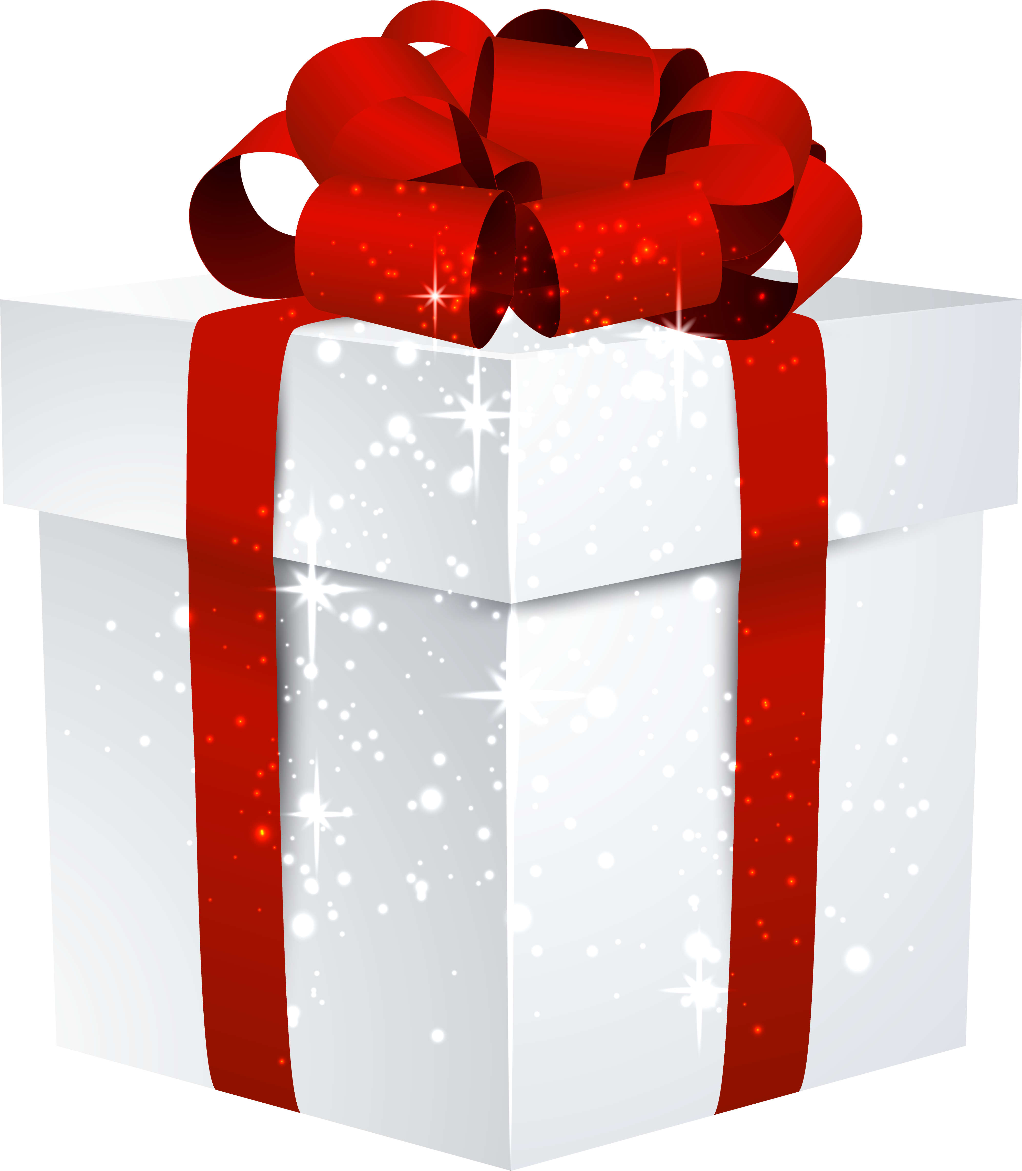 White Shining Gift Box With Bow Png Clipart Imageu200b - Free Gift Box Png (4282x4833), Png Download