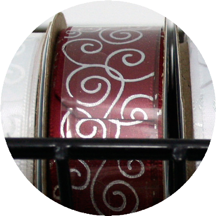 Swirl Pattern Ribbon Silver/burgundy - Shelf (750x750), Png Download
