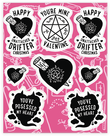 Supernatural Valentine's Day Sticker/decal Sheet - Sticker Sheet Fandom (484x484), Png Download