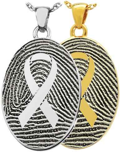 Oval Fingerprint Jewelry With Awareness Ribbon Shown - Fingerprint Jewelry Bailey And Bailey (500x500), Png Download
