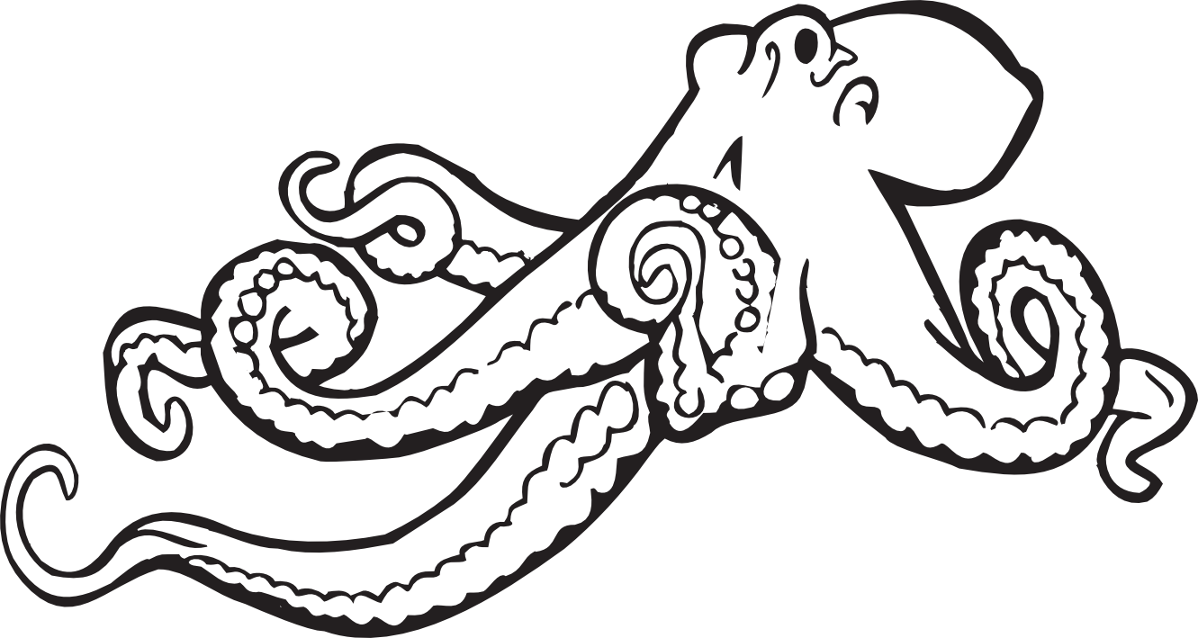 Clipart Black And White Panda Free Images - Octopus Clipart (1331x709), Png Download