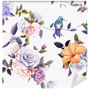 Humming Bird, Roses, Carnation And Peony With Leaves - Capinha Para Apple Ultra-fina Transparente Estampada (400x400), Png Download