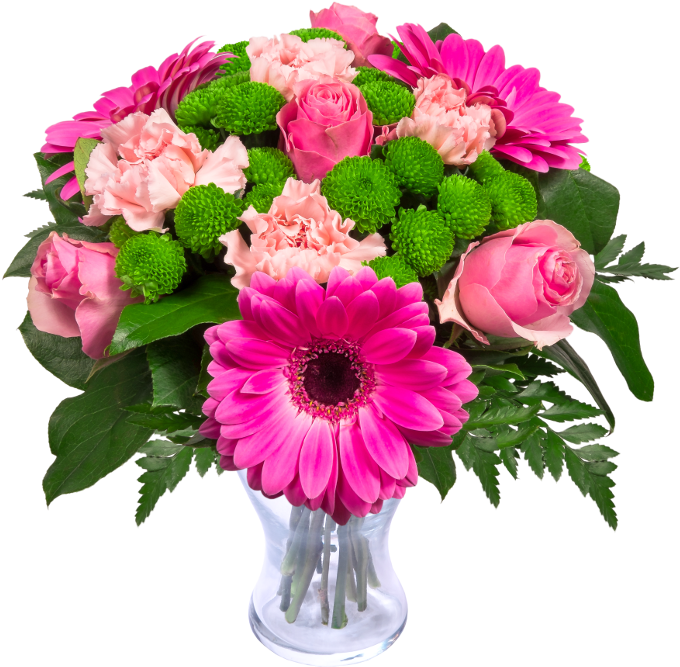 Pink Roses, Gerberas, Carnation - Flowers For Teachers Uk (800x800), Png Download