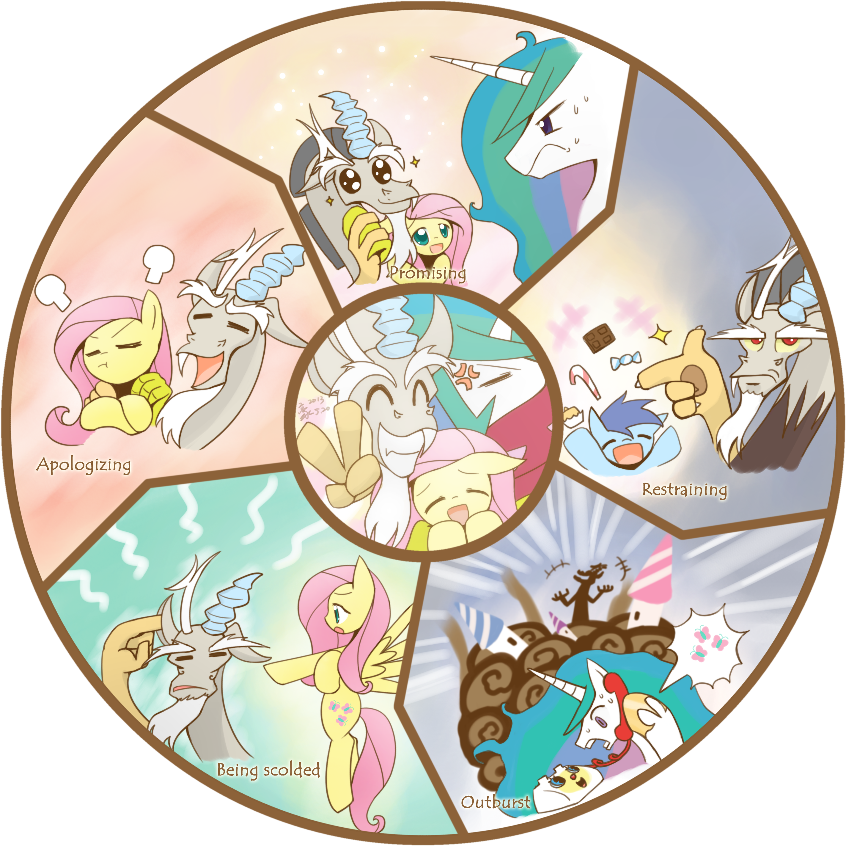 Apologizing Restraining Being Scolded - My Little Pony Discord X Fluttershy (3071x3071), Png Download