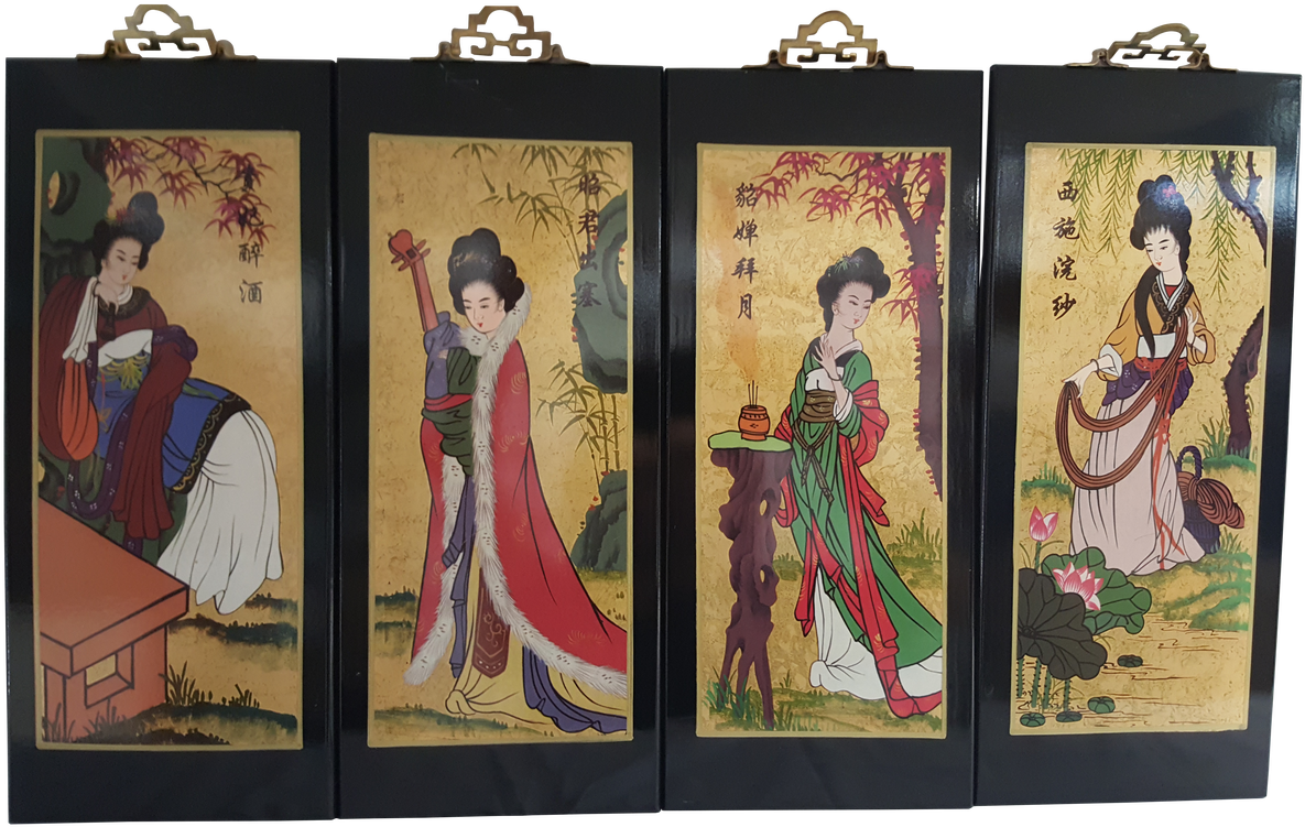 Gold Leaf Geisha Wall Plaque Hand Painting 16"h - Painting (1280x841), Png Download