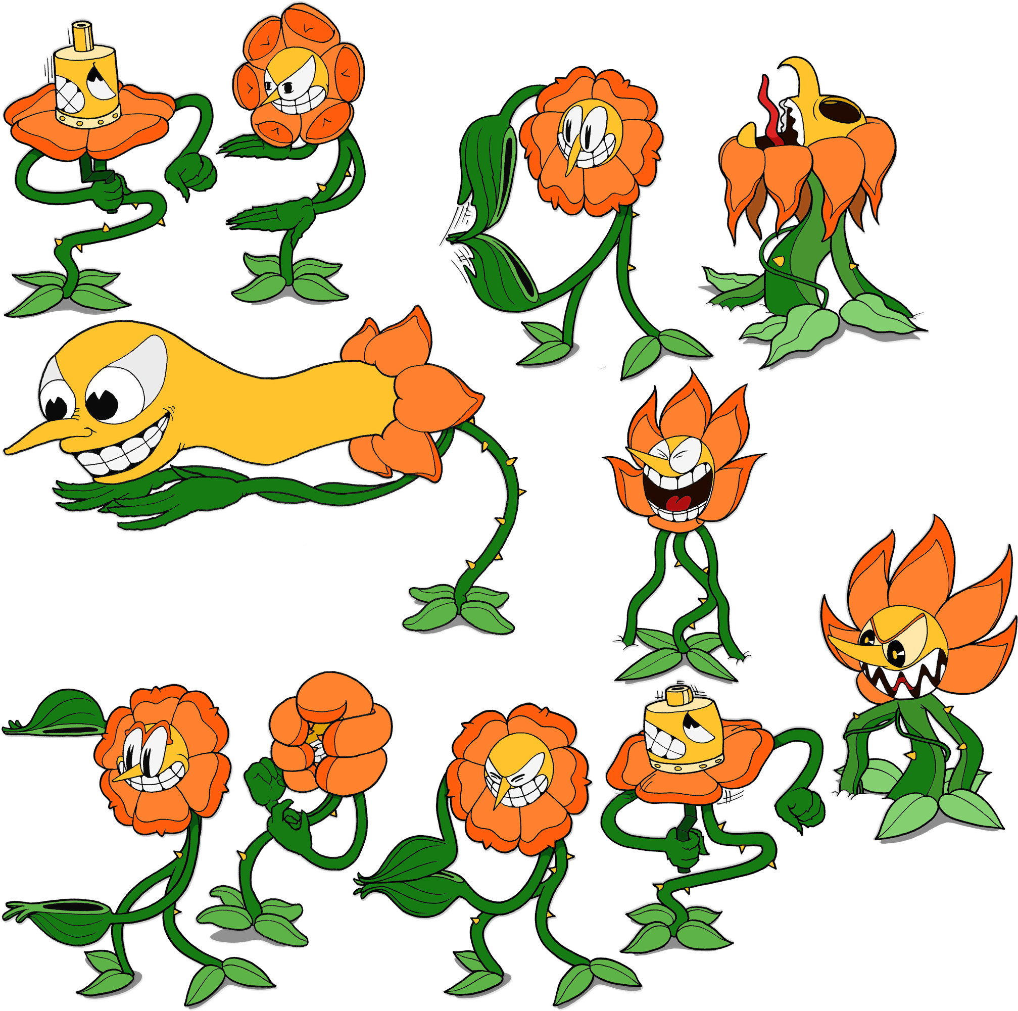 Sheet Of Cagney Carnation - Cuphead Cagney Carnation Toys (2048x2048), Png Download