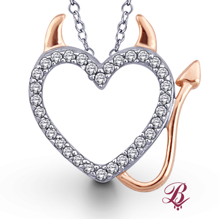 Diamond Accent Devil Heart Pendant - Devil Heart Pendant (740x740), Png Download
