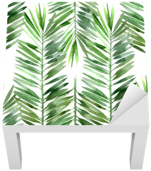 Watercolor Palm Tree Leaf Seamless Lack Table Veneer - Materiał W Liście Palmy (400x400), Png Download