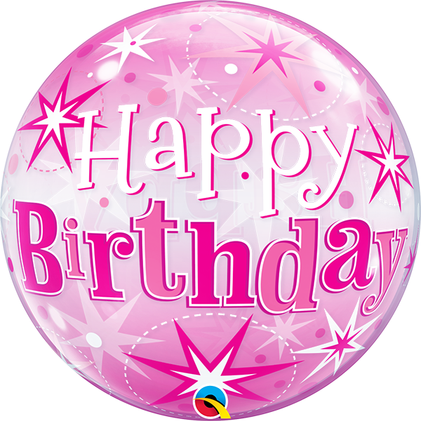 Globo Burbuja 22″ Happy Birthday En Rosa Destellos - Happy Birthday Balloons Transparent (600x600), Png Download