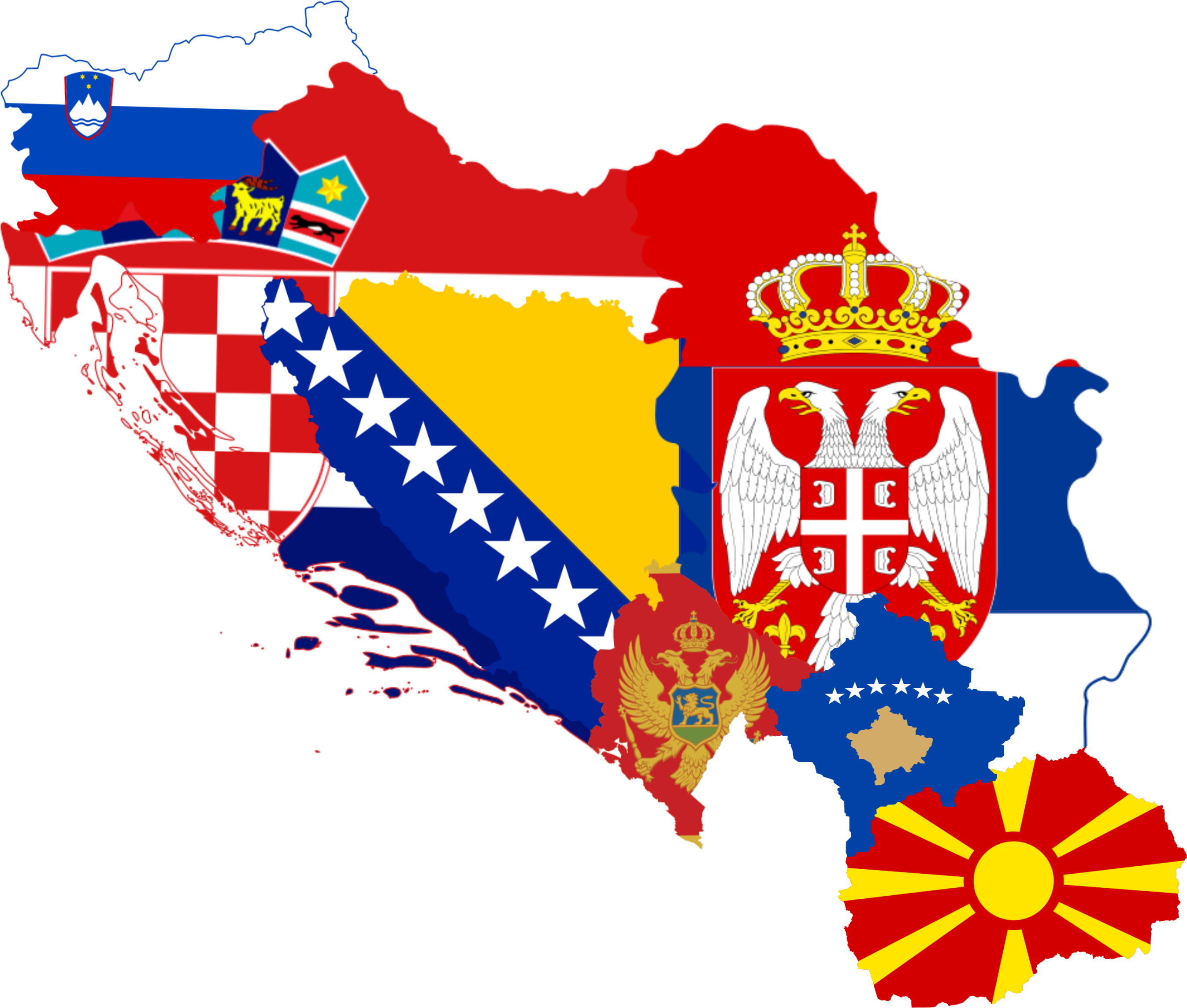 Former Yugoslavia Flag Map - Ex Yu (2694x2289), Png Download