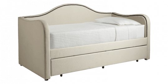 Taupe Trundle Bed Featuring Nail Head Trims - Michelle Taupe Trundle Daybed Gray (540x270), Png Download