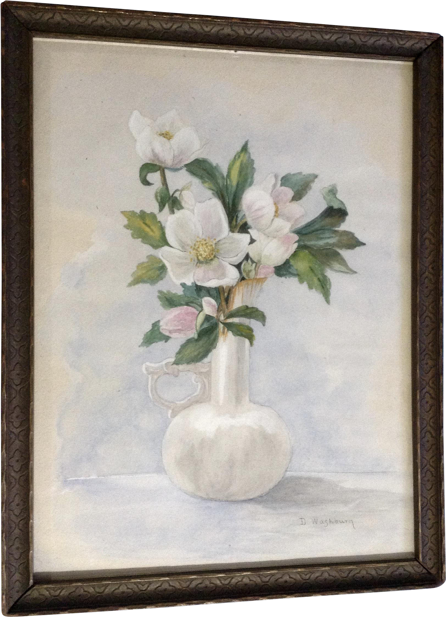 Dora Washburn, Still Life Magnolia Floral Watercolor - Picture Frame (2048x2048), Png Download