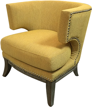 New Barrel Back Nail Head Trim Bumble Bee Yellow Upholstered - Chair (640x640), Png Download