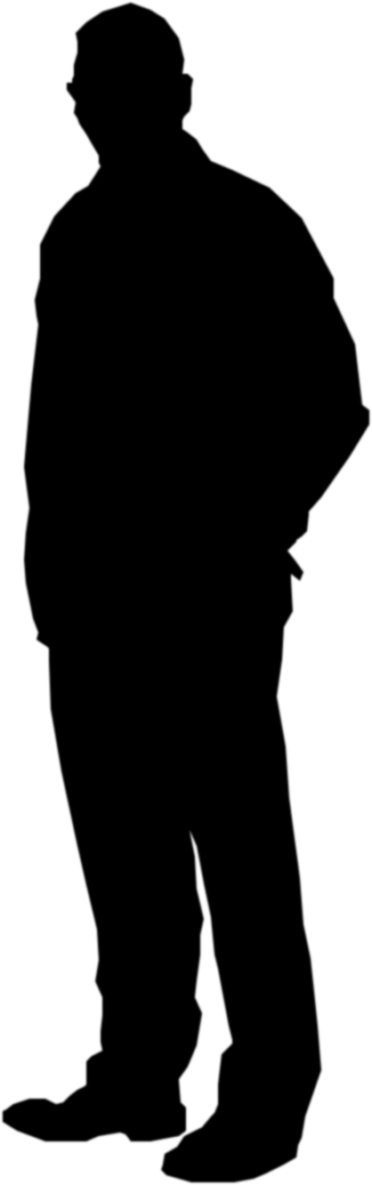 Human Silhouette Standing Png - Security Guard Silhouette Png (418x1332), Png Download