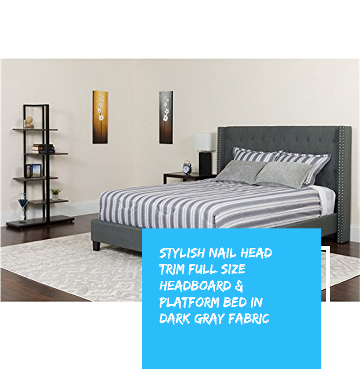 Stylish Nail Head Trim Full Size Headboard & Platform - Mattress (735x1100), Png Download