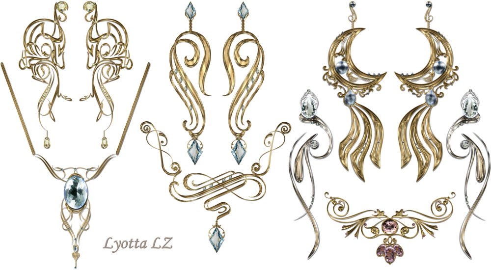Vintage With Gems Victorian Necklace And Earrings - Jewelry Deviantart (1024x591), Png Download
