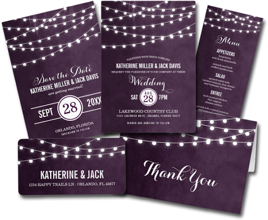 Summer String Lights Wedding Invitation - Zazzle.com Summer String Lights Graduation Party Card (530x446), Png Download