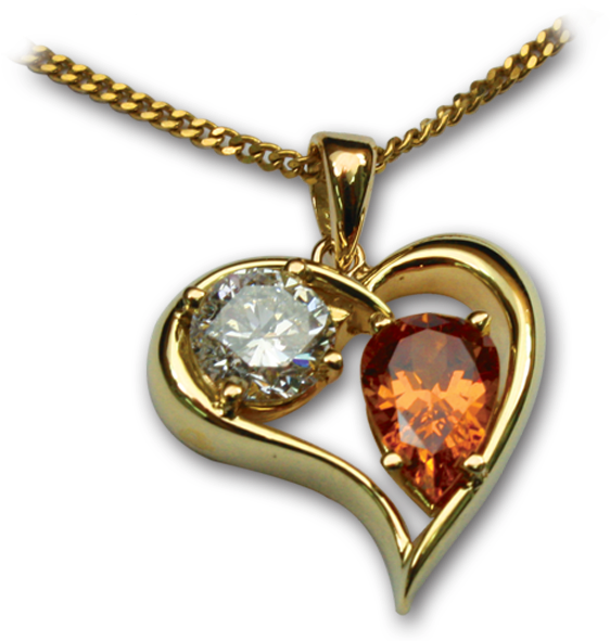 Pendant 18k Yellow Gold Diamond And Spessartite Garnet - Jewelry Pendant Png (600x600), Png Download