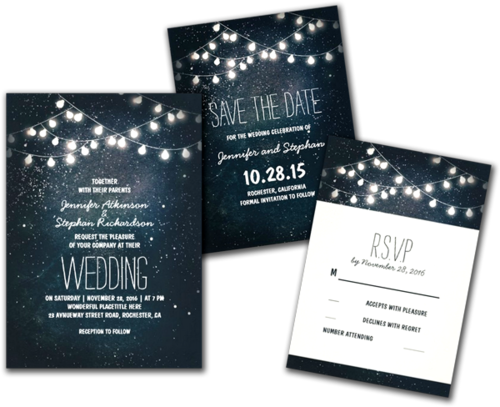 Save The Date, Wedding Invitation, And Wedding Invitations - Night Under The Stars Wedding Invitation (500x407), Png Download