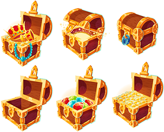 Collection Of Wooden Chests With Treasures Of Gold - Treasure (360x360), Png Download