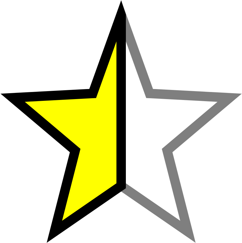 Half Star Yellow - Star Icon Transparent Background (1024x1024), Png Download