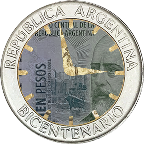 Clock About To Strike 3, Composed Of Argentinian Cash - Billete De 100 Pesos Argentinos (800x500), Png Download