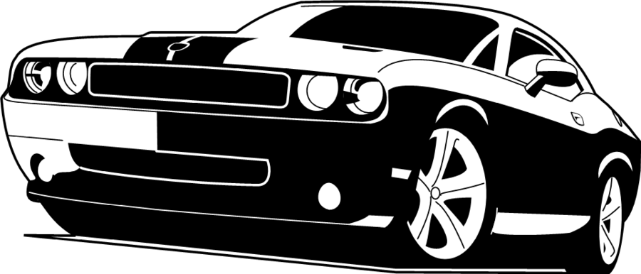 Muscle Car Silhouette Png - Dodge Challenger Clipart (900x386), Png Download