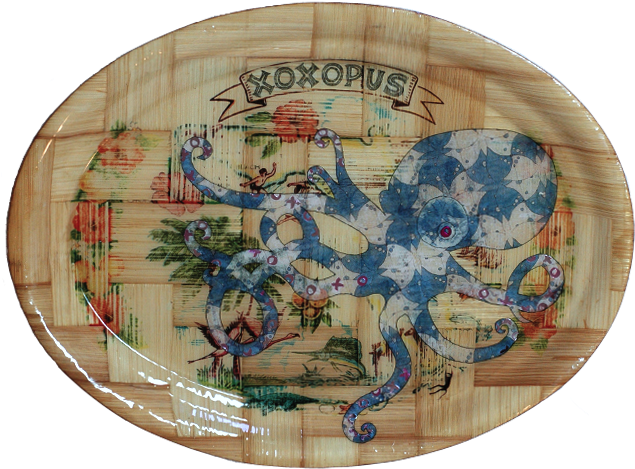 A Wooden Oval Tray With A Vintage Style Decoupage "xoxo" - Porcelain (800x531), Png Download